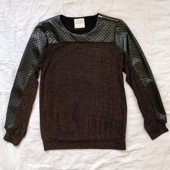 Copper + Black Sparkle Holiday Blouse - Picture 1 of 9